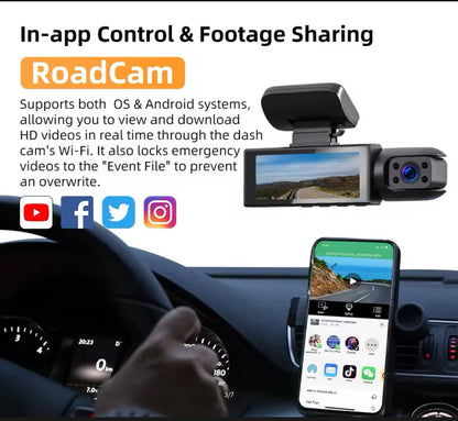 1080P WIFI Dual camera Dash Cam for cars,Front And Inside,car camera with IR Night Vision