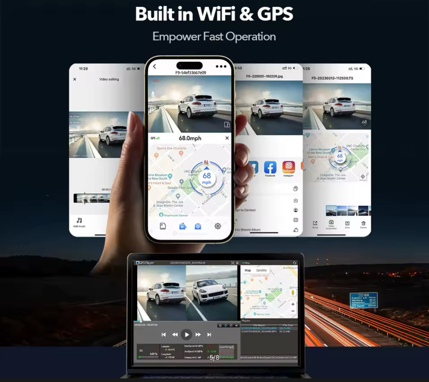 Dash cam 4k WiFi GPS